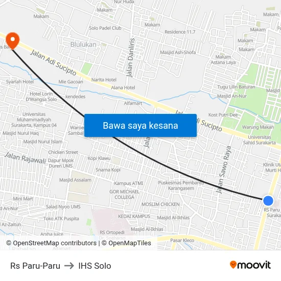 Rs Paru-Paru to IHS Solo map