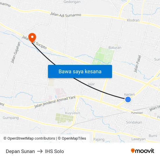 Depan Sunan to IHS Solo map