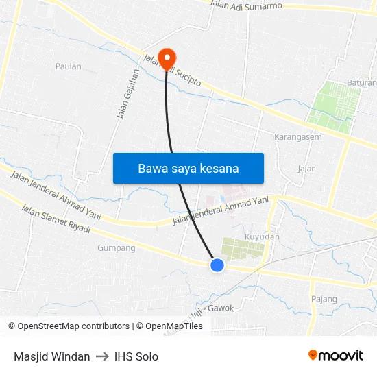 Masjid Windan to IHS Solo map