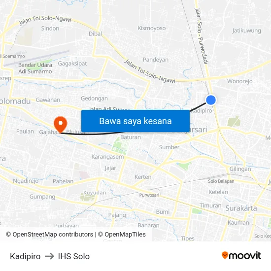 Kadipiro to IHS Solo map