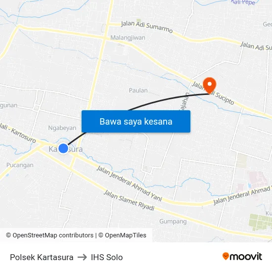 Polsek Kartasura to IHS Solo map