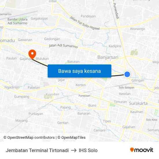 Jembatan Terminal Tirtonadi to IHS Solo map