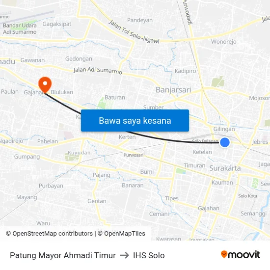 Patung Mayor Ahmadi Timur to IHS Solo map