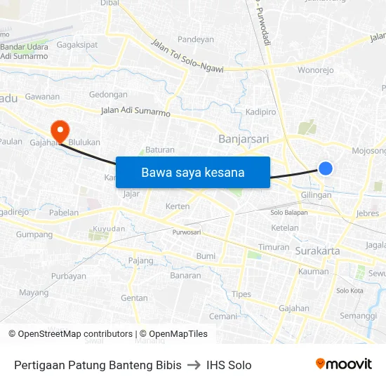Pertigaan Patung Banteng Bibis to IHS Solo map