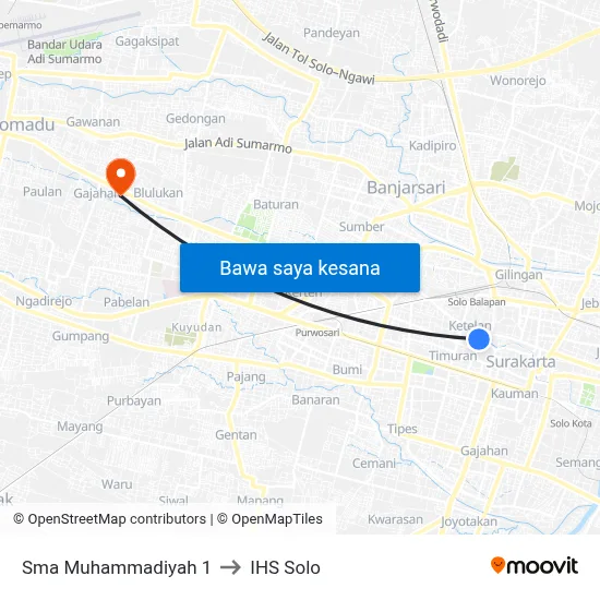 Sma Muhammadiyah 1 to IHS Solo map