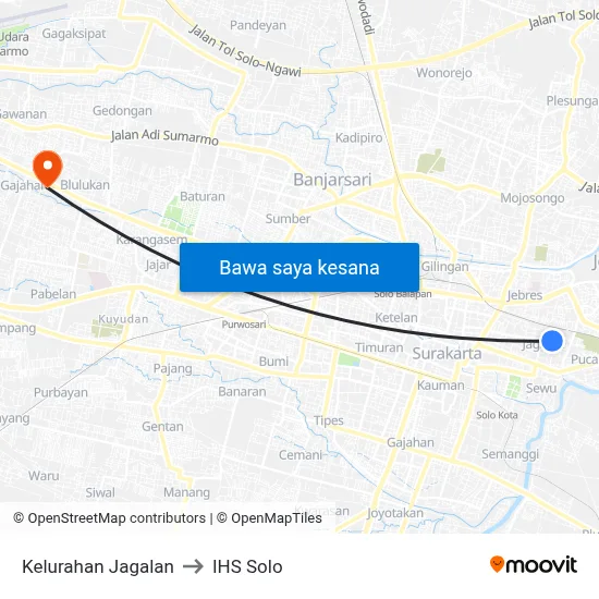 Kelurahan Jagalan to IHS Solo map