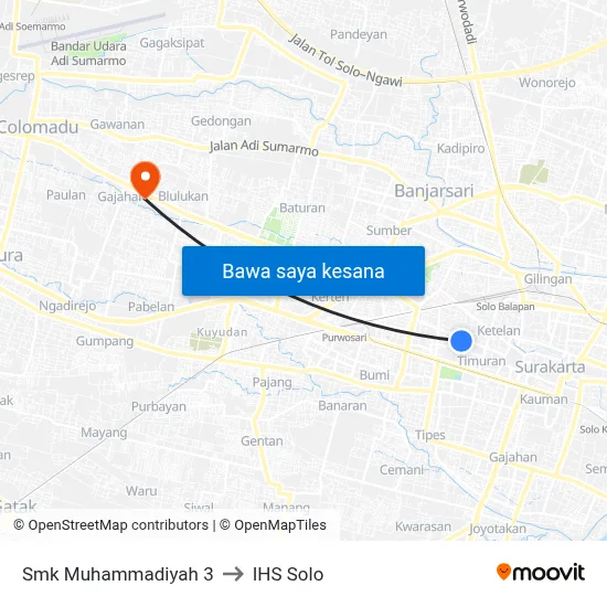 Smk Muhammadiyah 3 to IHS Solo map