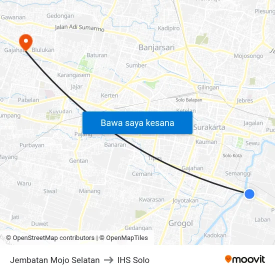 Jembatan Mojo Selatan to IHS Solo map