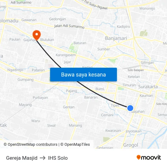 Gereja Masjid to IHS Solo map