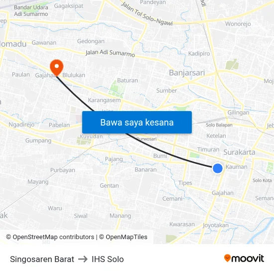 Singosaren Barat to IHS Solo map