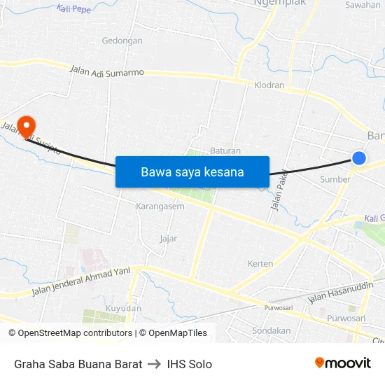 Graha Saba Buana Barat to IHS Solo map