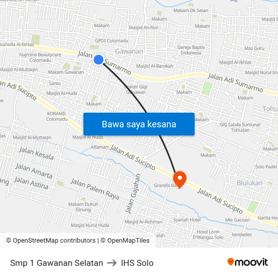 Smp 1 Gawanan Selatan to IHS Solo map