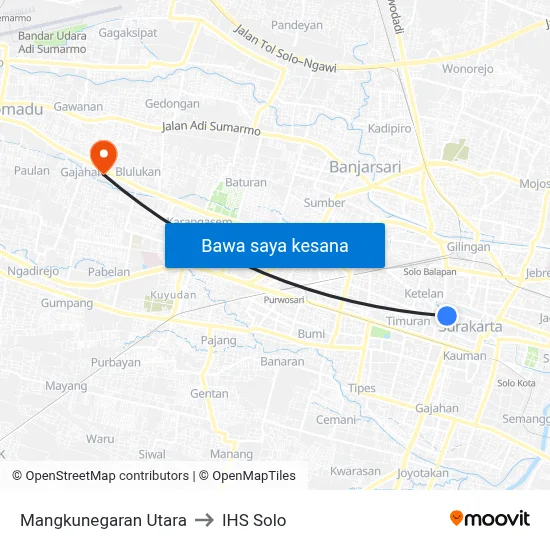 Mangkunegaran Utara to IHS Solo map