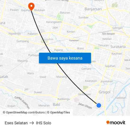 Eses Selatan to IHS Solo map