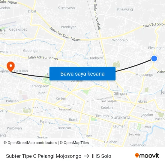 Subter Tipe C Pelangi Mojosongo to IHS Solo map