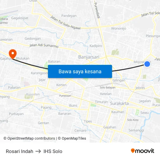 Rosari Indah to IHS Solo map
