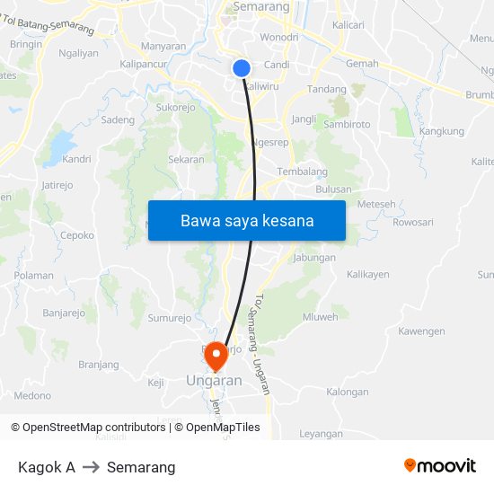 Kagok A to Semarang map