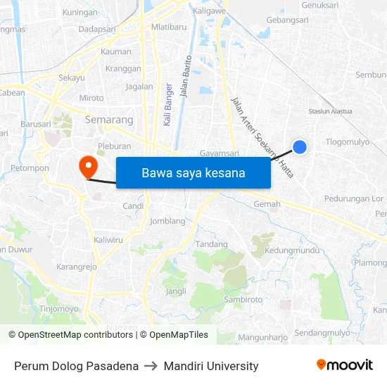 Perum Dolog Pasadena to Mandiri University map