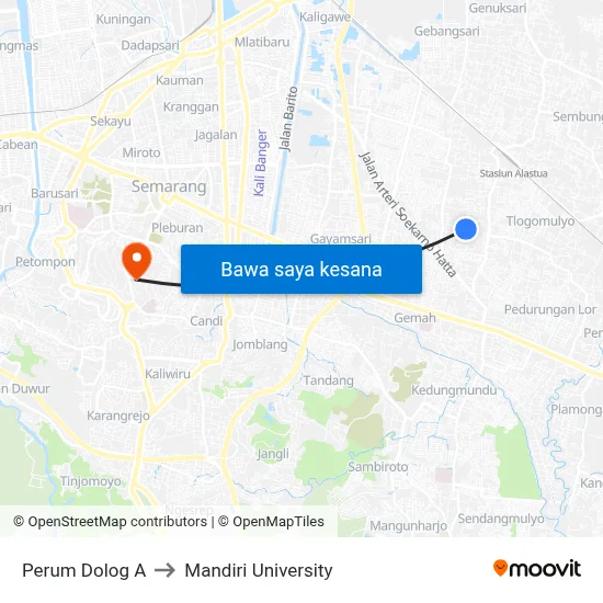 Perum Dolog A to Mandiri University map