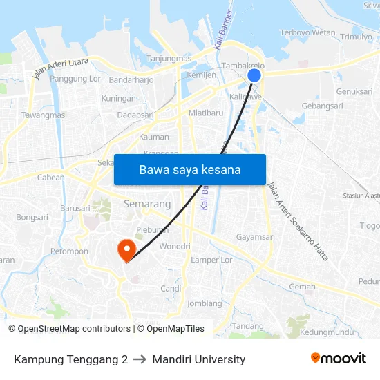 Kampung Tenggang 2 to Mandiri University map