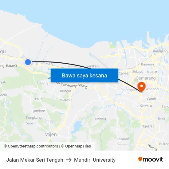 Jalan Mekar Seri Tengah to Mandiri University map