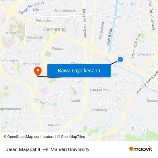Jalan Majapahit to Mandiri University map