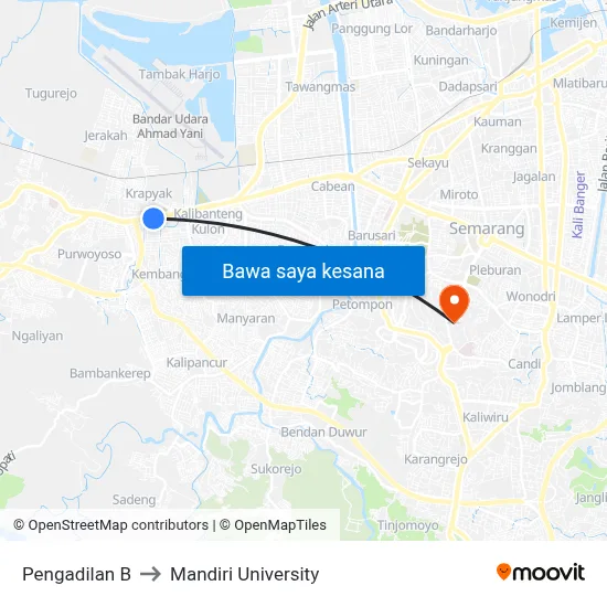 Pengadilan B to Mandiri University map