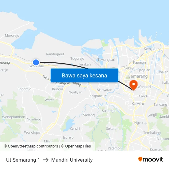 Ut Semarang 1 to Mandiri University map