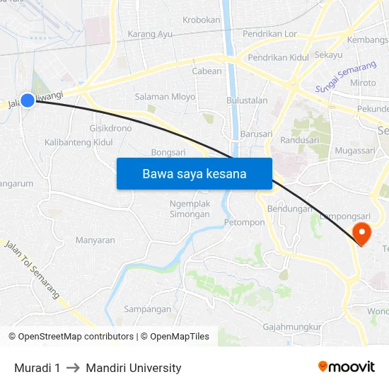 Muradi 1 to Mandiri University map