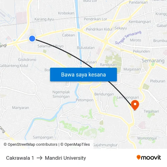 Cakrawala 1 to Mandiri University map