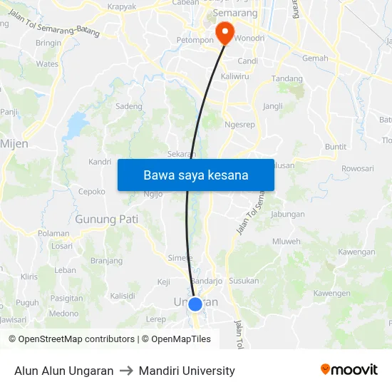 Alun Alun Ungaran to Mandiri University map