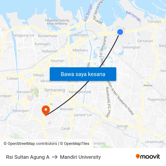 Rsi Sultan Agung A to Mandiri University map