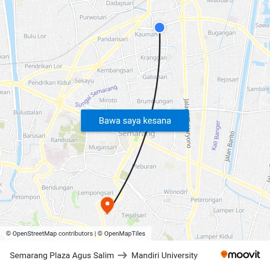 Semarang Plaza Agus Salim to Mandiri University map