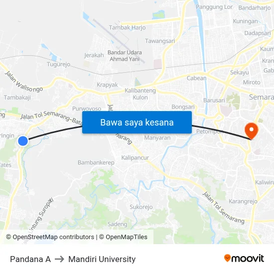 Pandana A to Mandiri University map