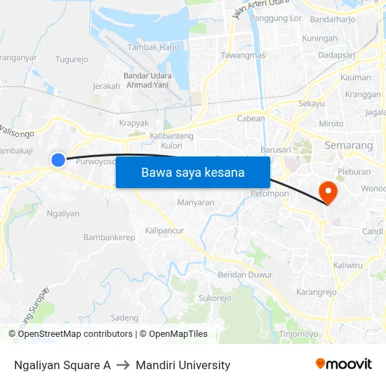 Ngaliyan Square A to Mandiri University map