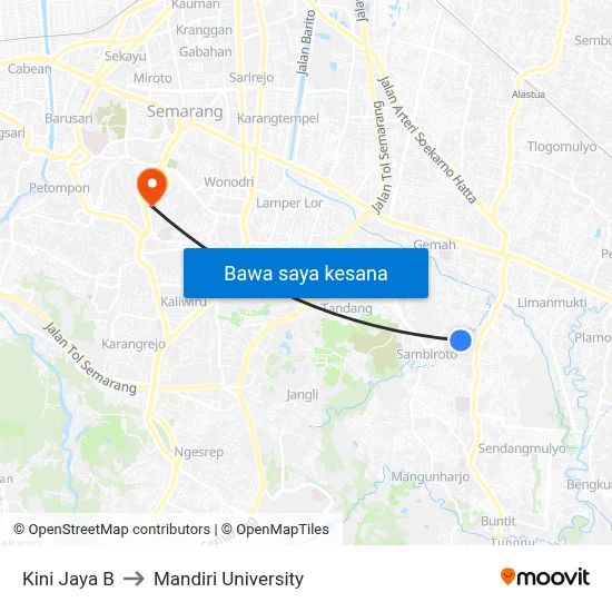 Kini Jaya B to Mandiri University map
