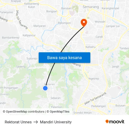 Rektorat Unnes to Mandiri University map