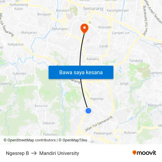 Ngesrep B to Mandiri University map