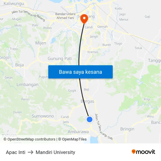 Apac Inti to Mandiri University map