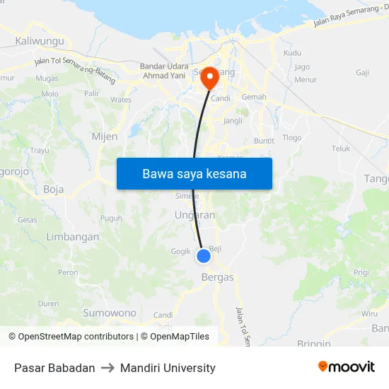 Pasar Babadan to Mandiri University map