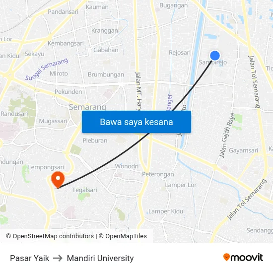 Pasar Yaik to Mandiri University map