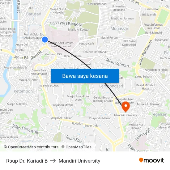 Rsup Dr. Kariadi B to Mandiri University map