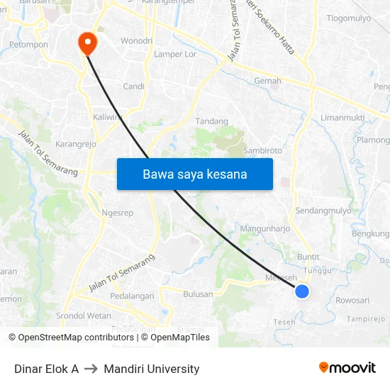 Dinar Elok A to Mandiri University map