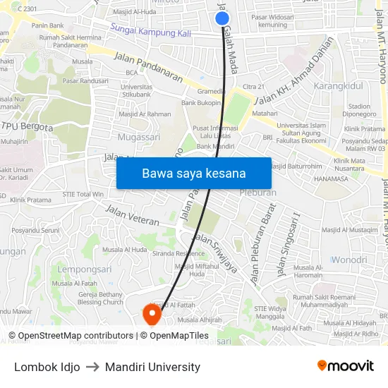Lombok Idjo to Mandiri University map