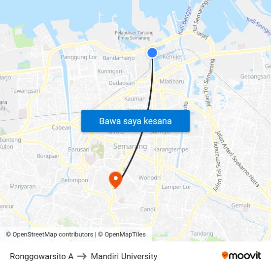 Ronggowarsito A to Mandiri University map