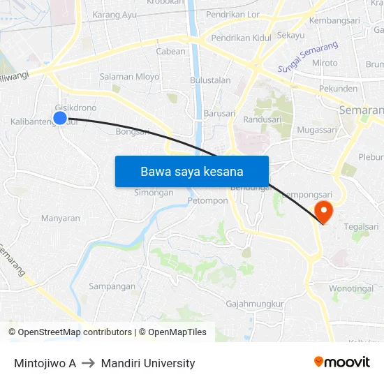 Mintojiwo A to Mandiri University map