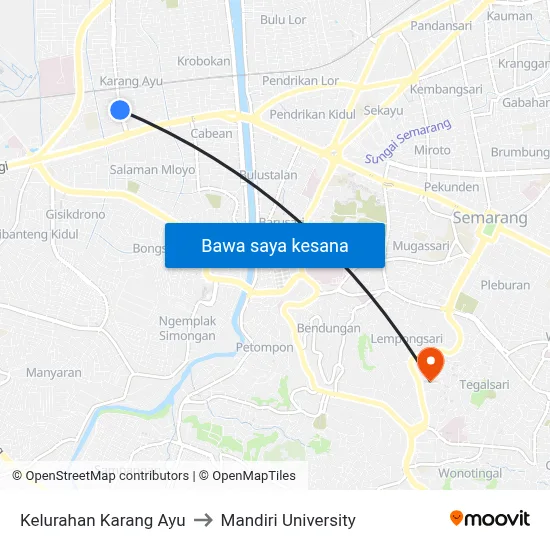 Kelurahan Karang Ayu to Mandiri University map