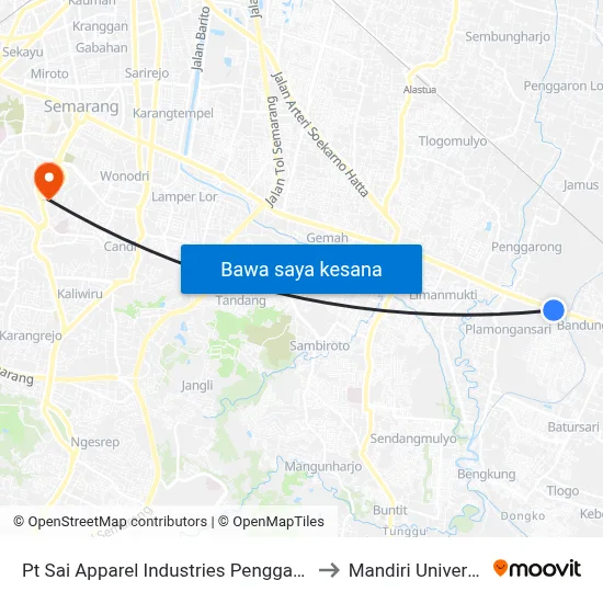 Pt Sai Apparel Industries Penggaron 2 to Mandiri University map