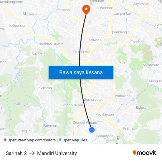 Sarinah 2 to Mandiri University map