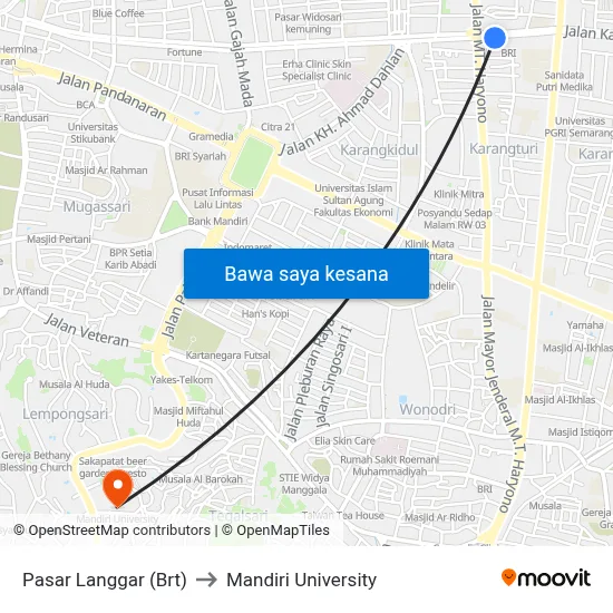 Pasar Langgar (Brt) to Mandiri University map
